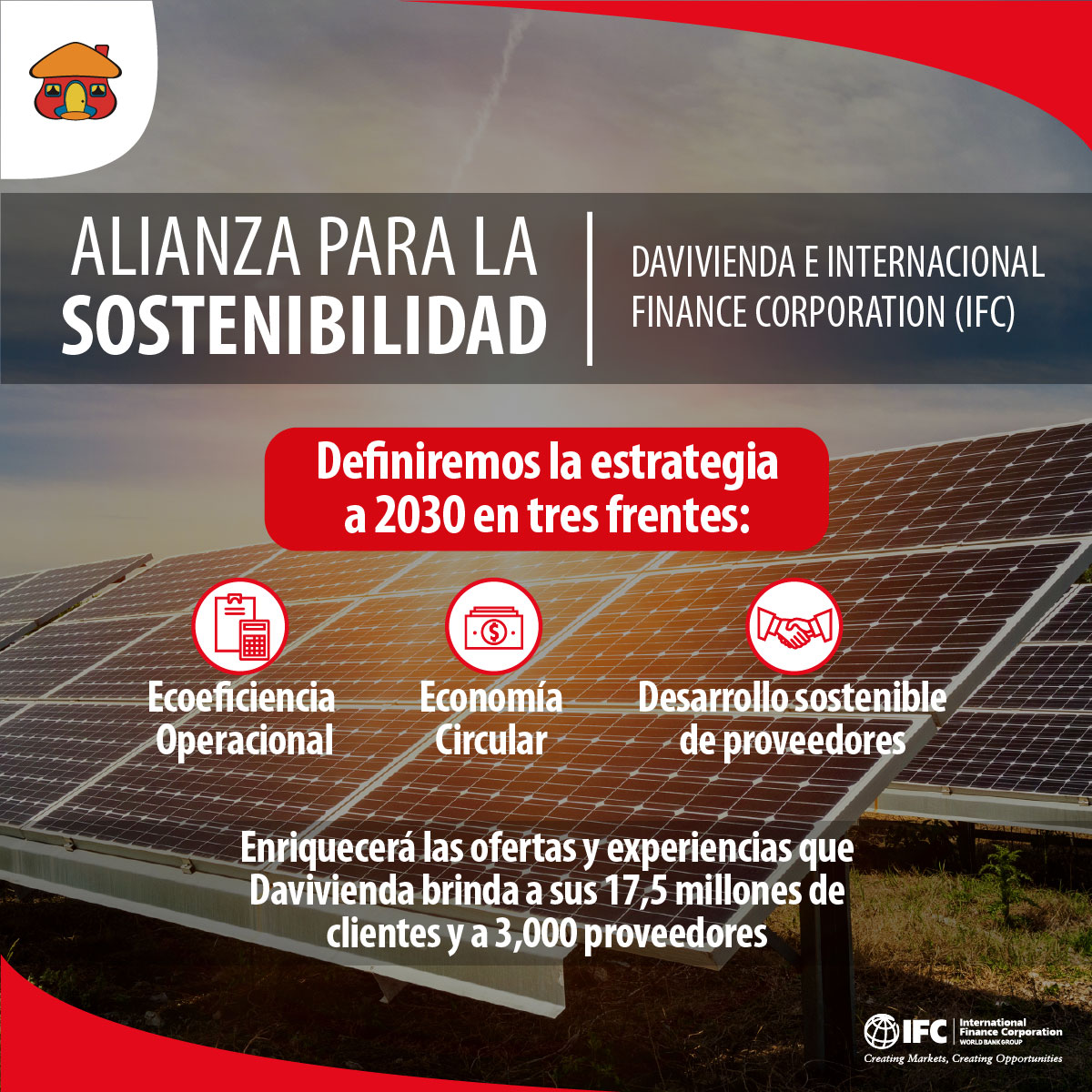Davivienda y la International Finance Corporation (IFC), desarrollarán el primer proyecto de ecoeficiencia operacional y economía circular para Colombia y Centroamérica