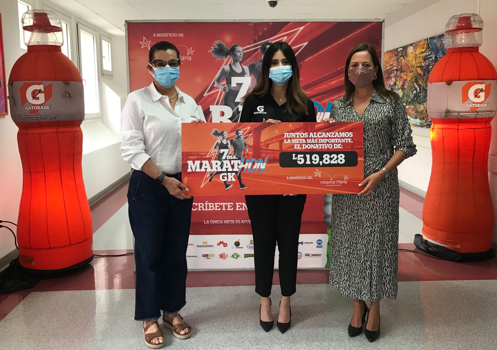 La única meta era ayudar y la Séptima MaratHON Gatorade ¡lo logró!, y entrega un aporte de L 519,828.00  al Hospital María, Especialidades Pediátricas
